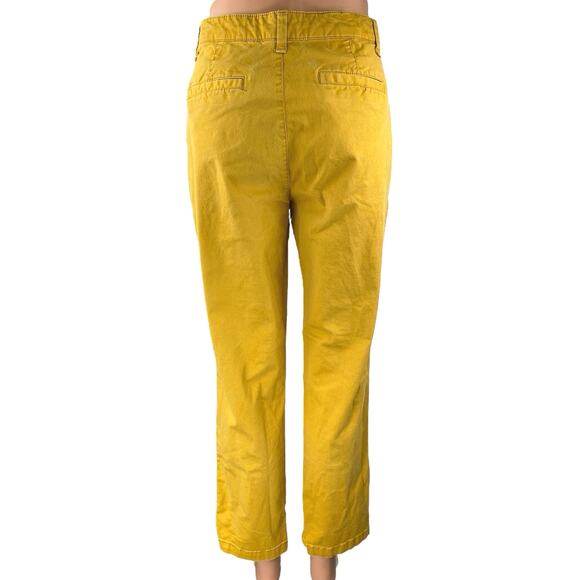 GAP Yellow Straight Leg High Waist Girlfriend Chino Khaki Trousers Pants Size 10 - Picture 3 of 6